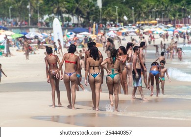 Beach brazilian bikini girls on