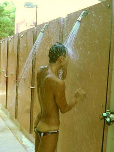 Nude boys in shower