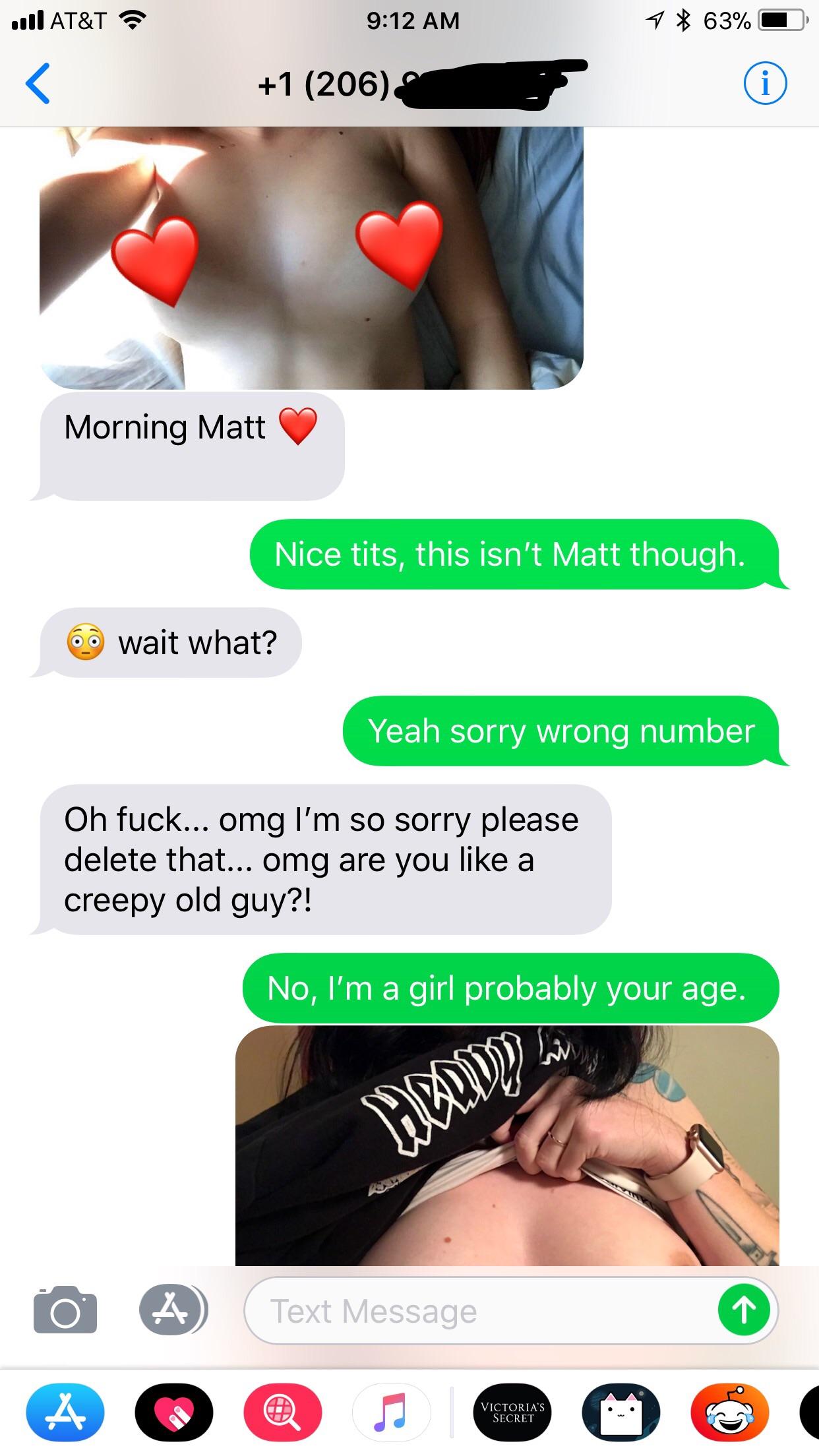 Sent nudes texts tits