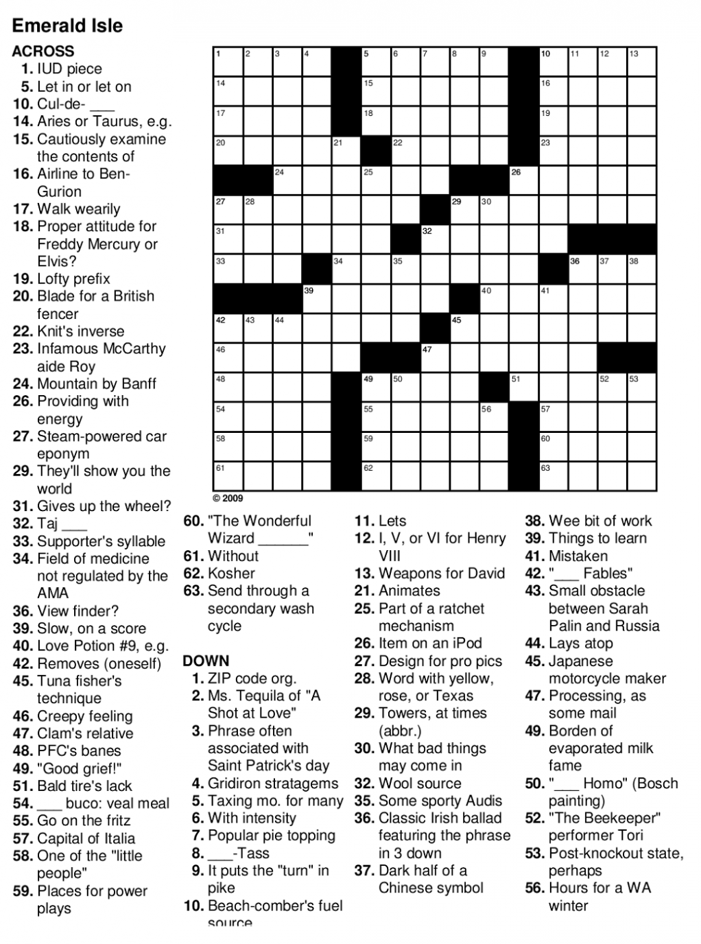 Crossword printable puzzle free adult