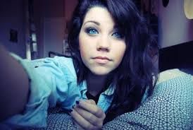Eyes black hair teen blue