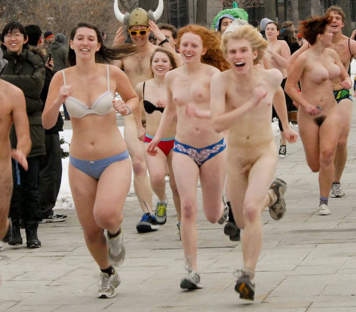 Naked college girls running