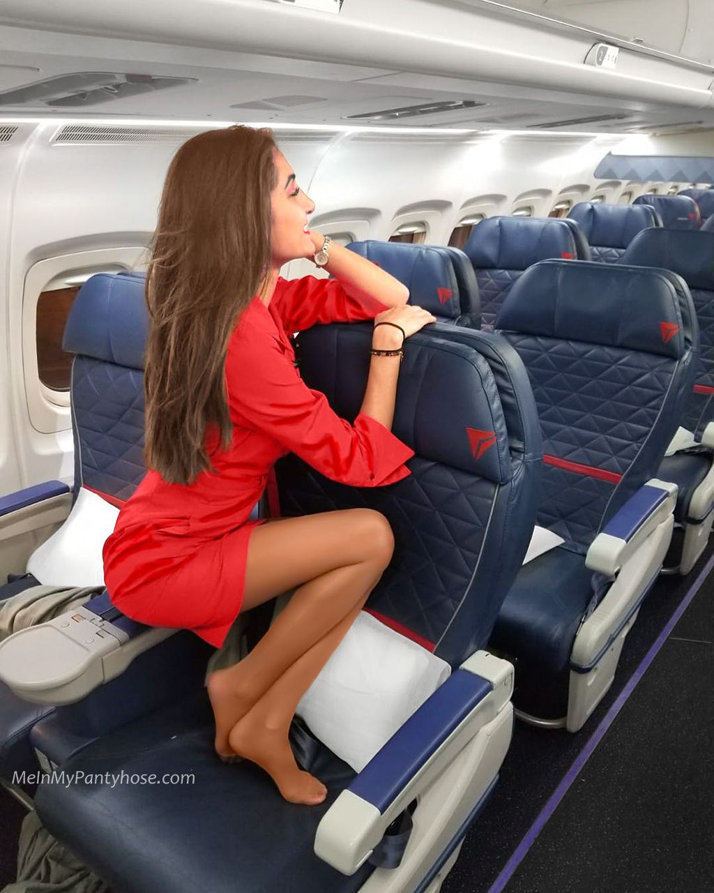 Flight attendants wearing pantyhose