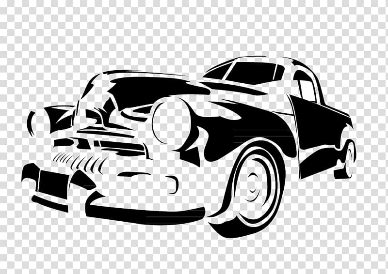 Black car vintage white