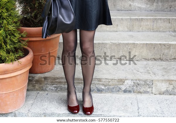 Tiny teen stockings heels