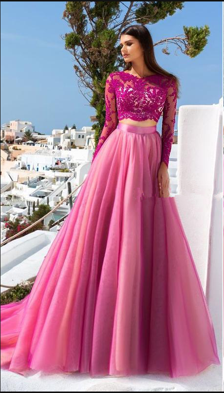 Hot pink long dress