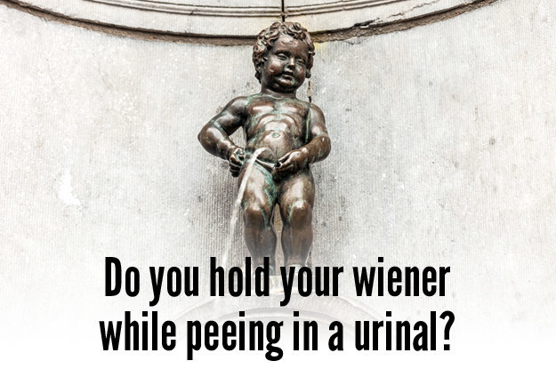 Do men hold penis when peeing