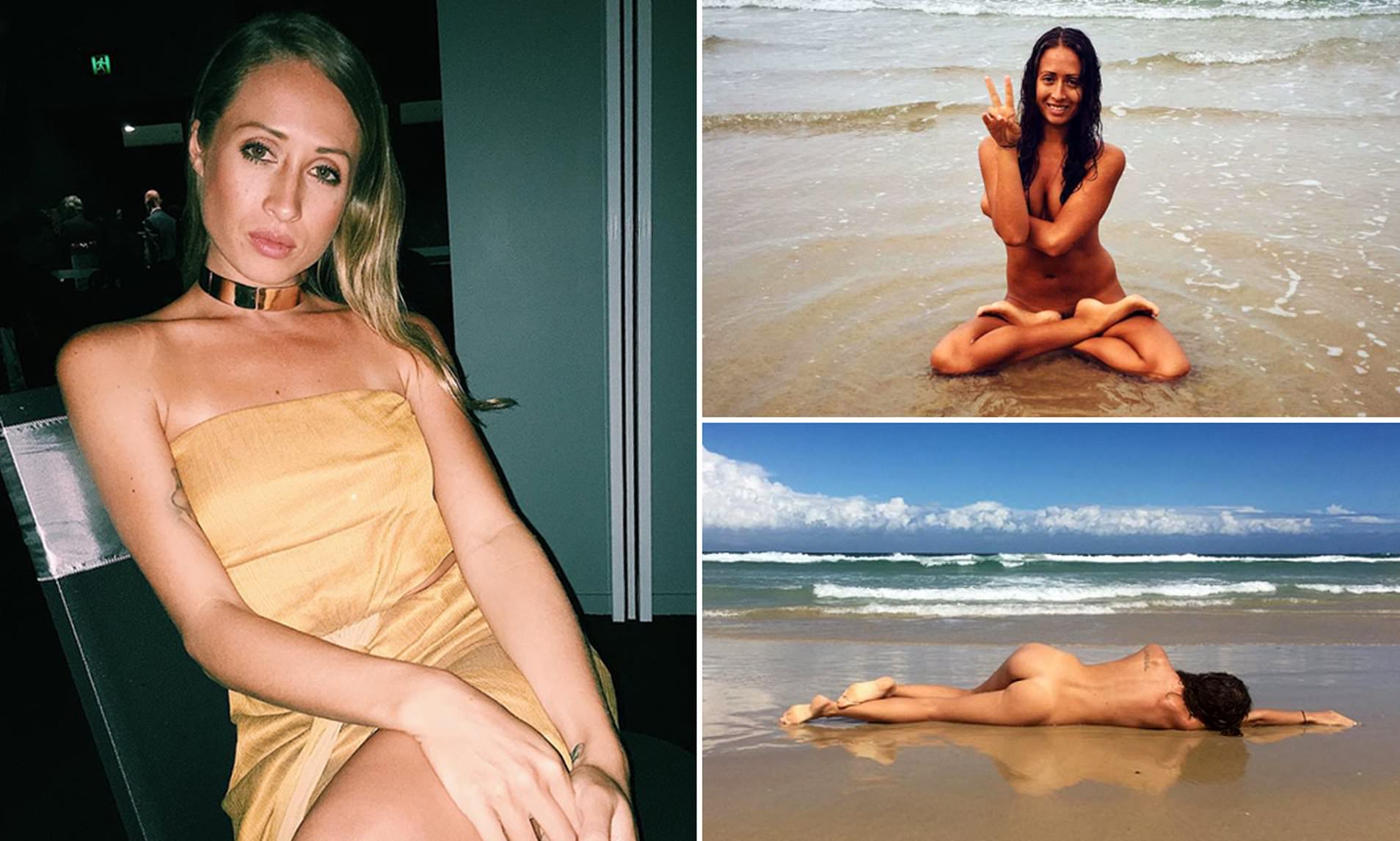 Three nudist women beach trip