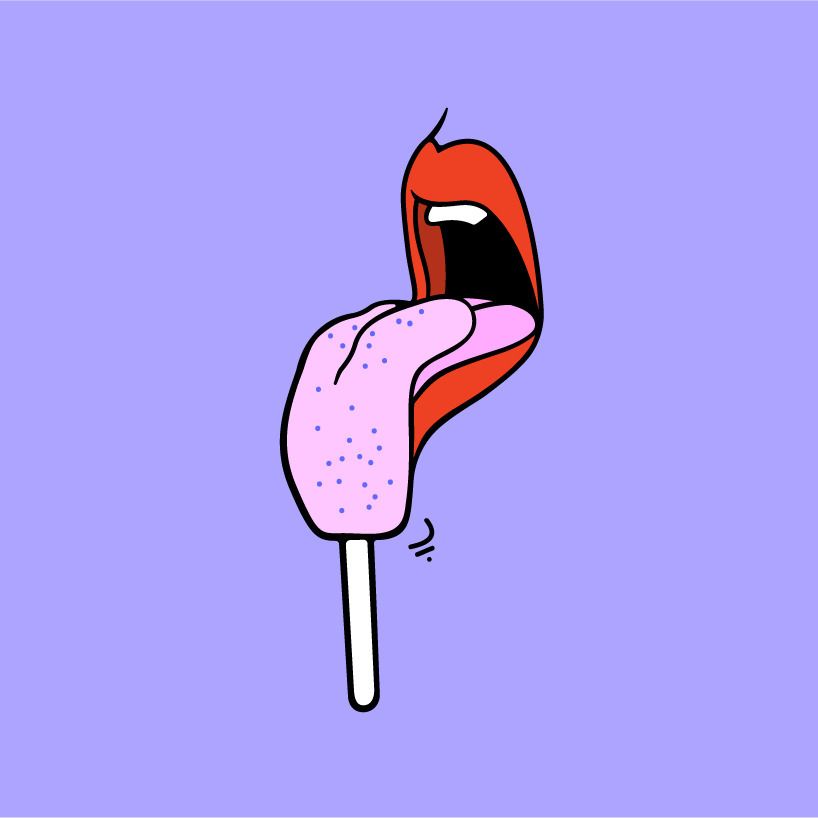 Tongue licking ice cream