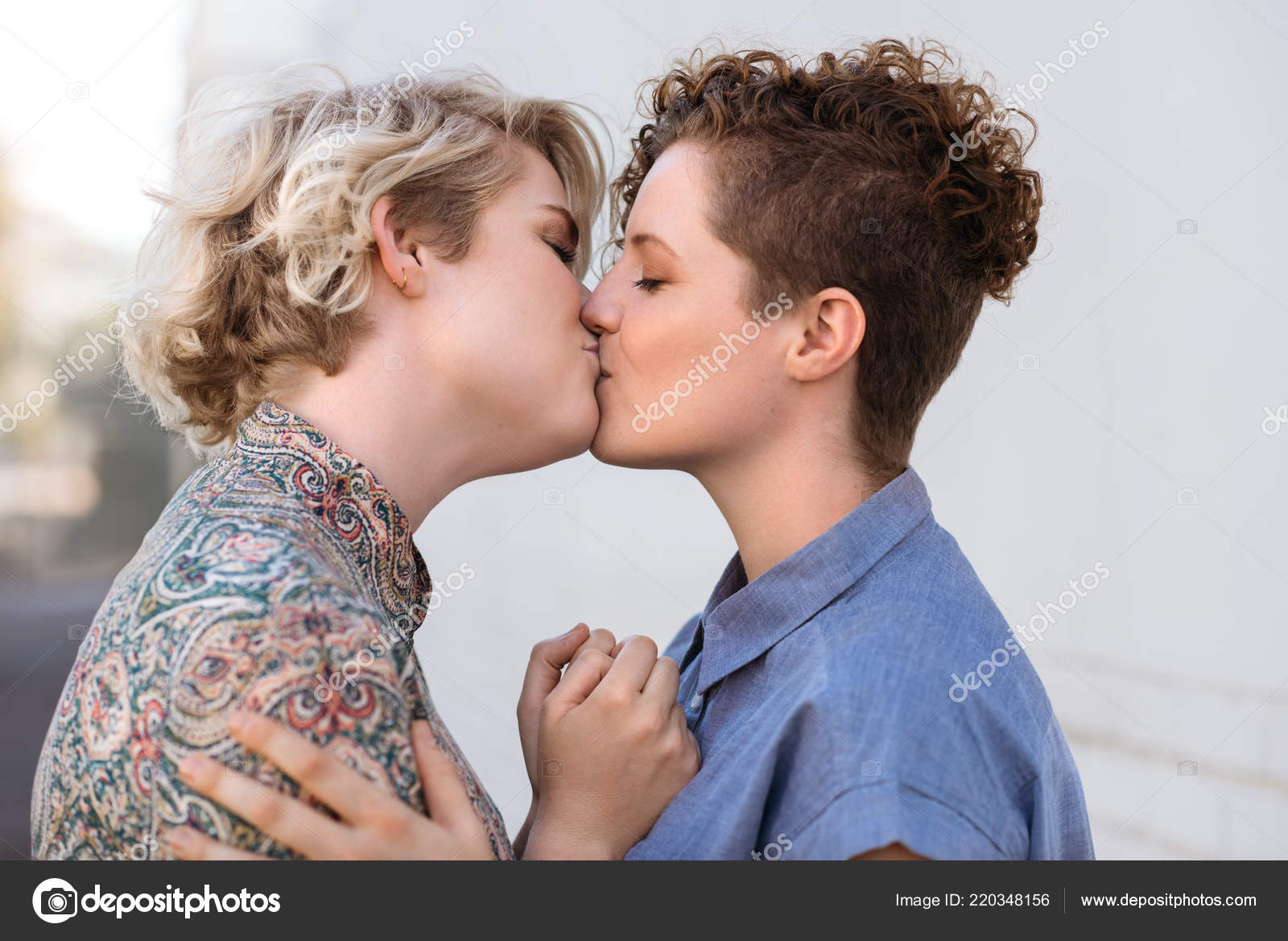 Lesbians making out and touching each other