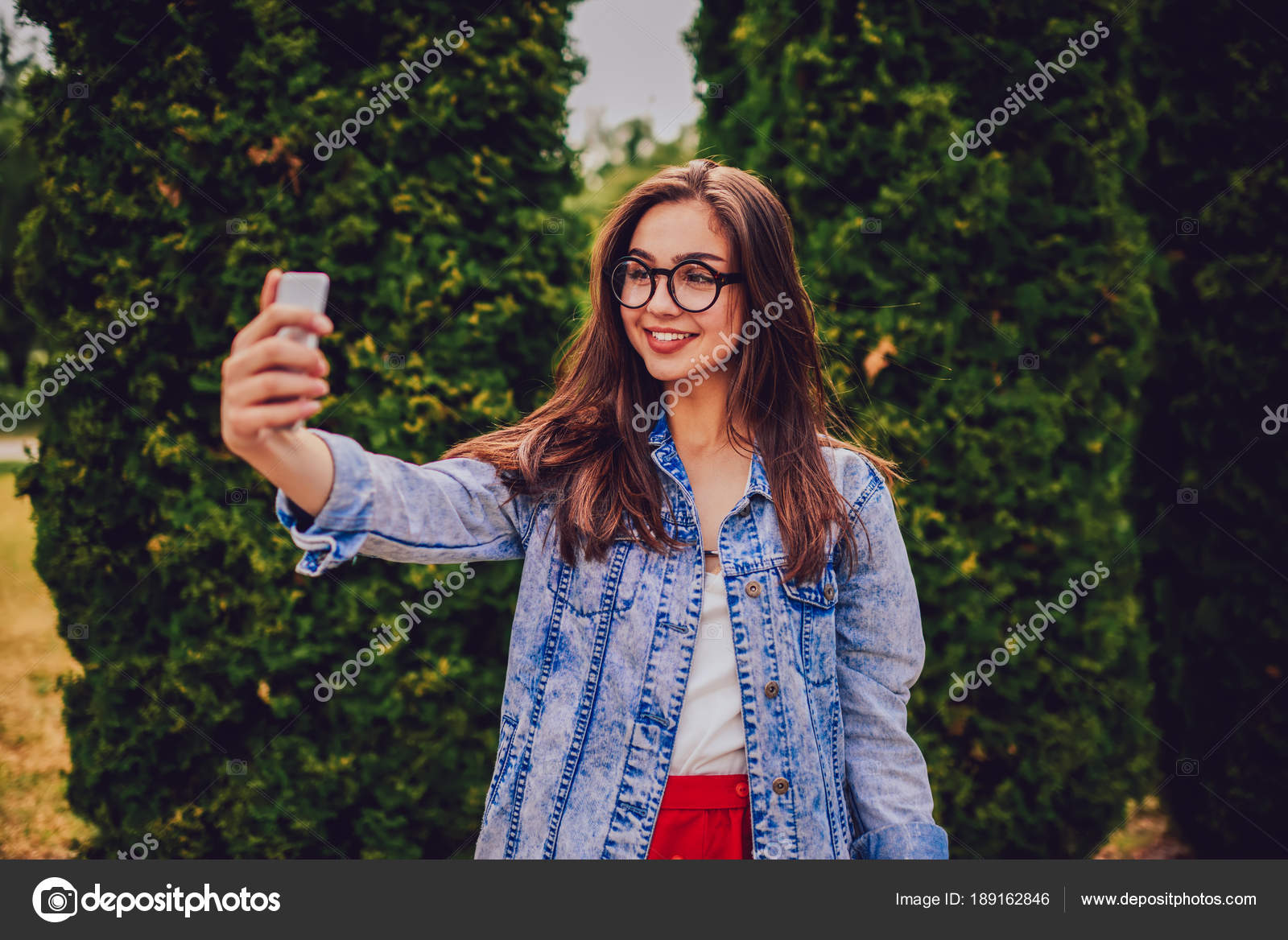 Cute brunette girl selfie