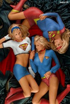 Sexy body paint cosplay supergirl hot