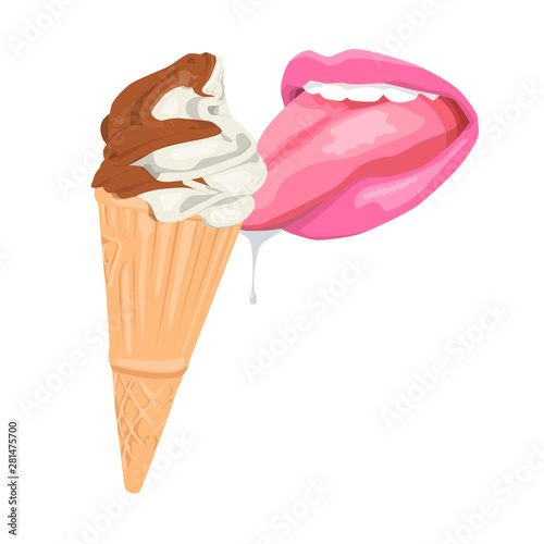 Tongue licking ice cream