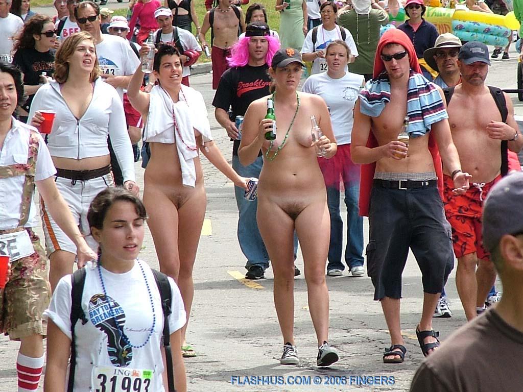 Naked college girls running