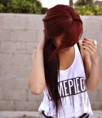 Long hairstyles with side bangs red hair